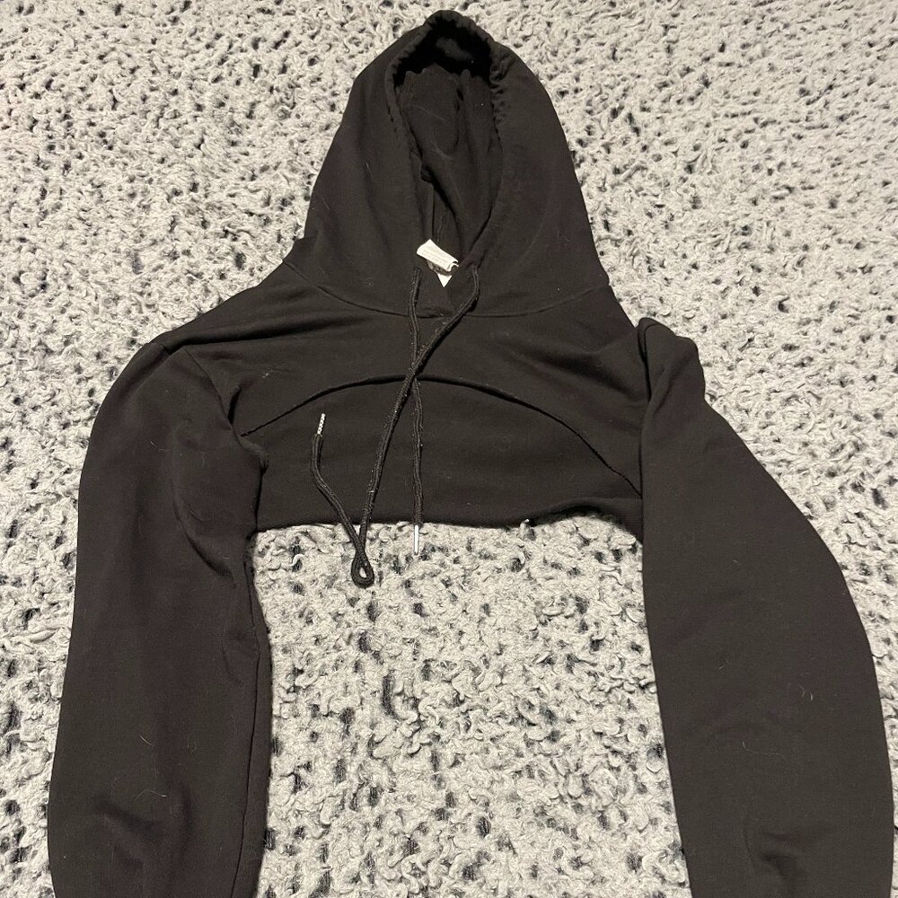 Shein Black Mini Crop Hoodie